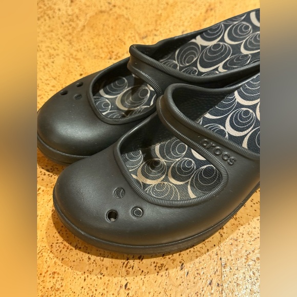 Crocs Frances Mary Jane Black Wedge Heel Slip On Mules Women's Sandals Size 8 - Picture 6 of 14